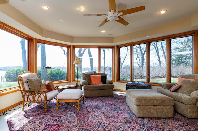 9002 Riley Lake Rd, Eden Prairie, MN 55347 - living area with baseboards, recessed lighting, and a ceiling fan