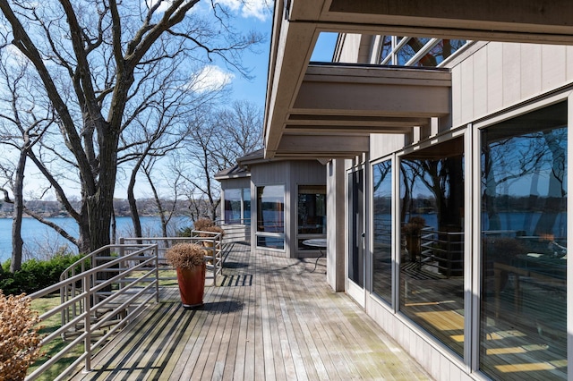 9002 Riley Lake Rd, Eden Prairie, MN 55347 - wooden deck with a water view