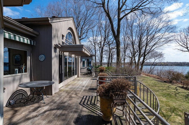 9002 Riley Lake Rd, Eden Prairie, MN 55347 - wooden deck with a water view