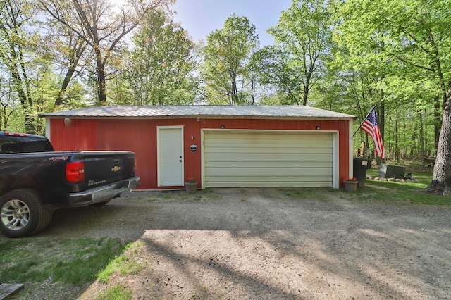 view of detached garage