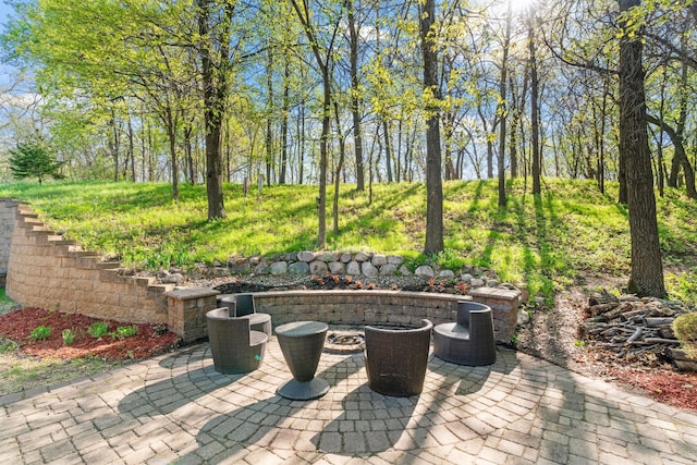 12800 Garrett Ct, Apple Valley, MN 55124 - view of patio / terrace featuring a fire pit
