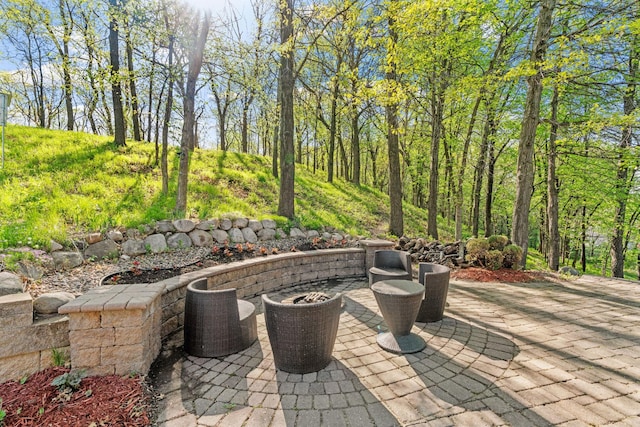12800 Garrett Ct, Apple Valley, MN 55124 - view of patio / terrace featuring a fire pit