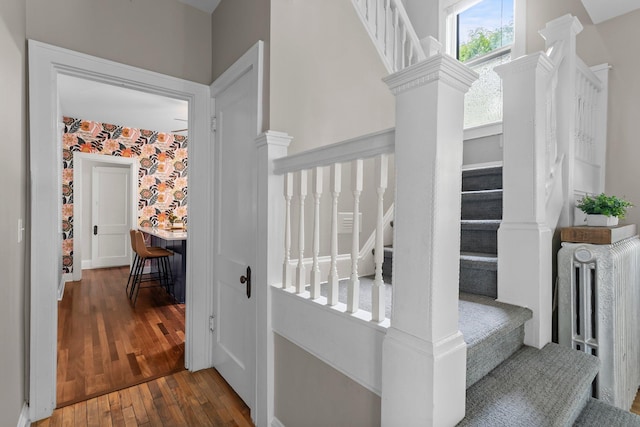 3100 29th Ave S, Minneapolis, MN 55406 - staircase with radiator and wood finished floors