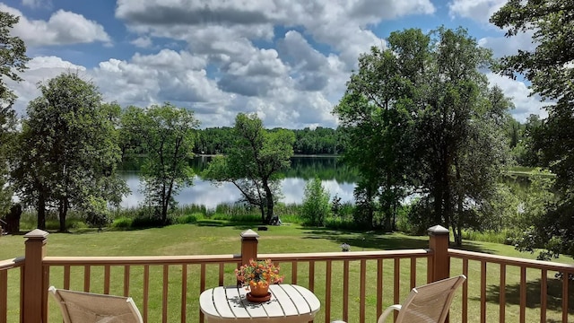 499 Tamarack Ct NE, Tenstrike, MN 56683 - deck featuring a yard and a water view
