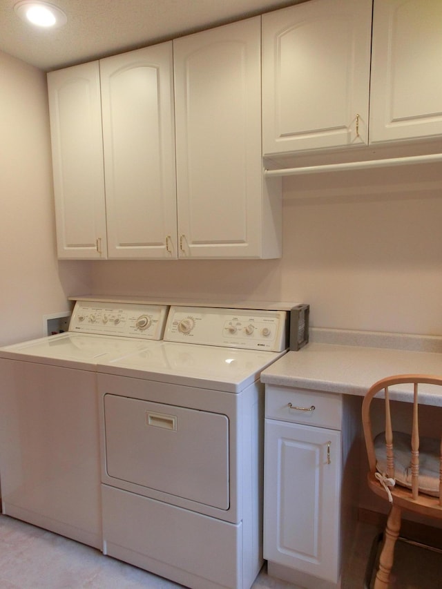 499 Tamarack Ct NE, Tenstrike, MN 56683 - laundry room with separate washer and dryer, cabinet space, and an office area
