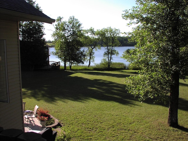 499 Tamarack Ct NE, Tenstrike, MN 56683 - view of green lawn with a water view