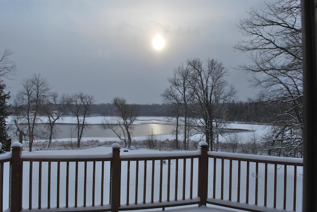 499 Tamarack Ct NE, Tenstrike, MN 56683 - view of snow covered deck