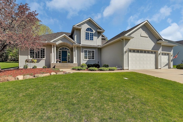 1609 26th St SE, Saint Cloud, MN 56304 - traditional home with a garage, driveway, a front yard, and roof with shingles