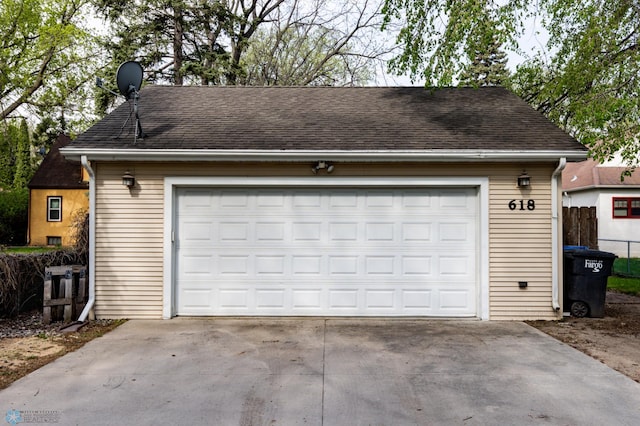 view of detached garage