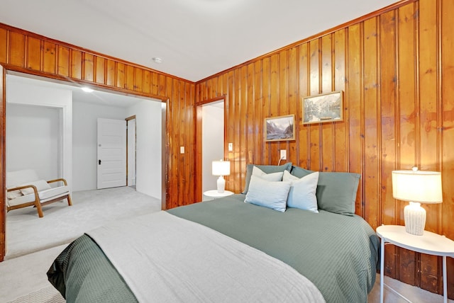 1925 Glenwood Ave, Minneapolis, MN 55405 - bedroom featuring wood walls and carpet floors