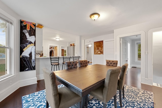 1925 Glenwood Ave, Minneapolis, MN 55405 - dining area featuring dark wood-style floors and baseboards