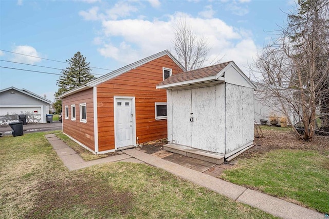 exterior space with an outbuilding