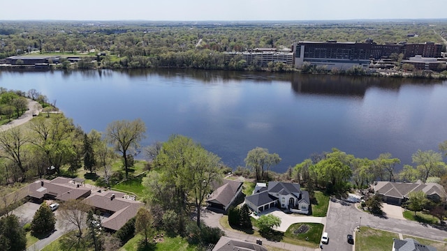 22 13th St S, Sauk Rapids, MN 56379 - aerial view of a large body of water and a heavily wooded area