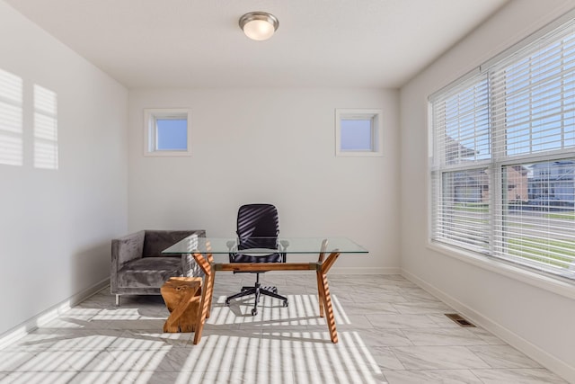 7145 208th Cv N, Forest Lake, MN 55025 - office with baseboards, marble finish floor, and visible vents