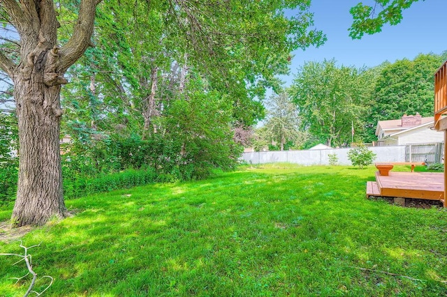 2108 Gunflint Trl, Brooklyn Park, MN 55444 - fenced backyard featuring a wooden deck