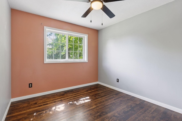 1604 Viking Dr, Buffalo, MN 55313 - spare room with dark wood-style floors, baseboards, and ceiling fan