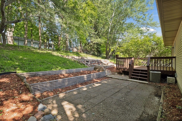 1604 Viking Dr, Buffalo, MN 55313 - view of patio with a wooden deck and central AC