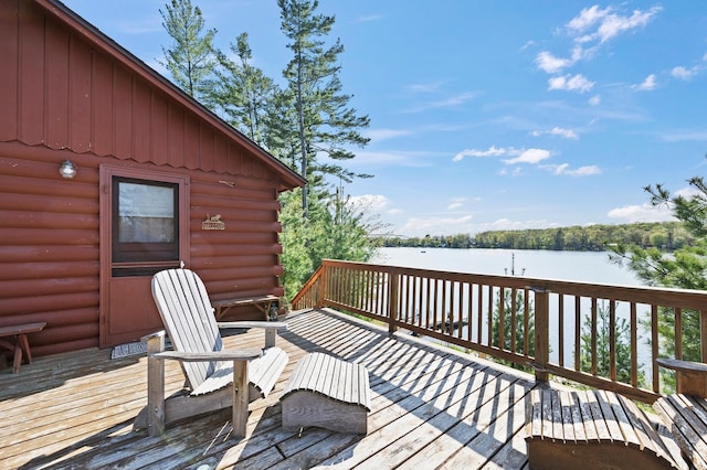 1949 Little Blake Lake Ln, Georgetown Twp, WI 54853 - wooden terrace featuring a water view