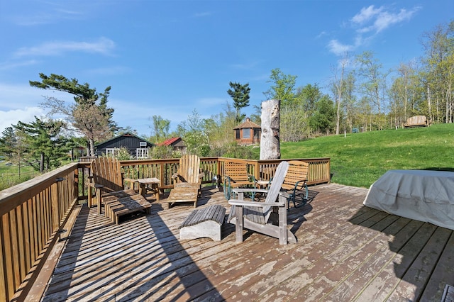 1949 Little Blake Lake Ln, Georgetown Twp, WI 54853 - wooden terrace with a yard