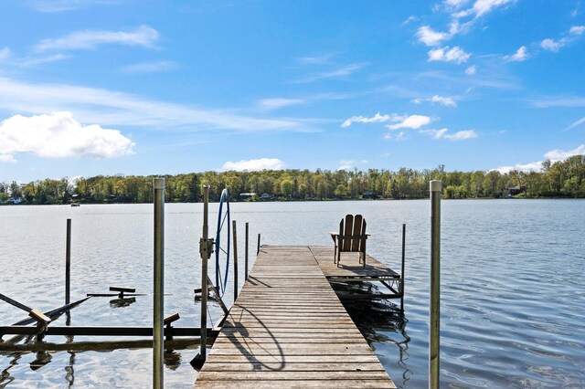 1949 Little Blake Lake Ln, Georgetown Twp, WI 54853 - dock area featuring a water view and a wooded view