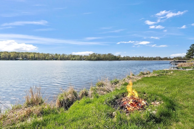 1949 Little Blake Lake Ln, Georgetown Twp, WI 54853 - water view featuring a fire pit
