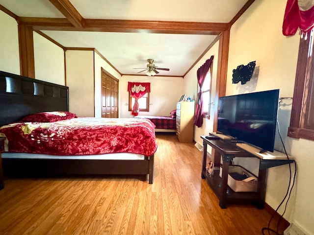 1112 10th St, Gaylord, MN 55334 - bedroom with wood finished floors, crown molding, and a ceiling fan