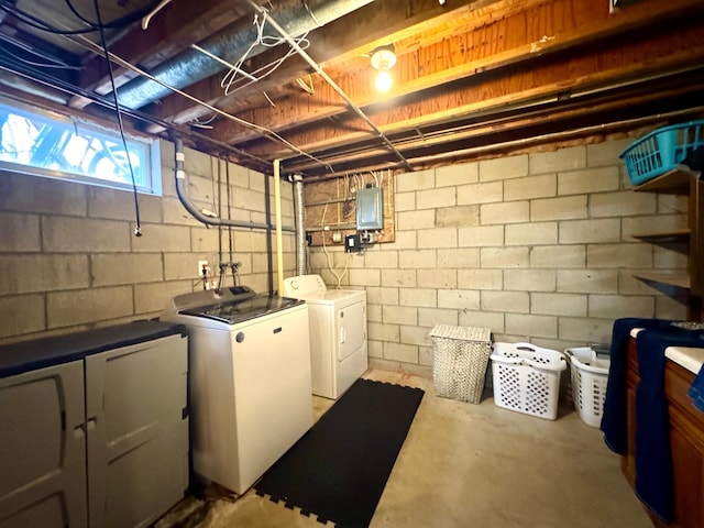 1112 10th St, Gaylord, MN 55334 - basement featuring washer and dryer and electric panel