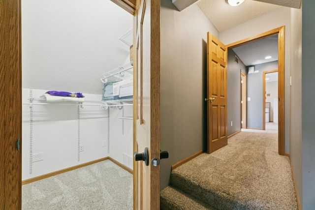 corridor with carpet and baseboards