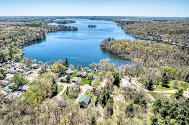 1351 Lone Pine Ln, Garfield Twp, WI 54001 - drone / aerial view of a heavily wooded area and a nearby body of water