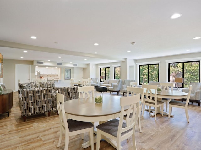 7520 Cahill Rd Unit 222A, Edina, MN 55439 - dining area featuring light wood-style floors, recessed lighting, and plenty of natural light