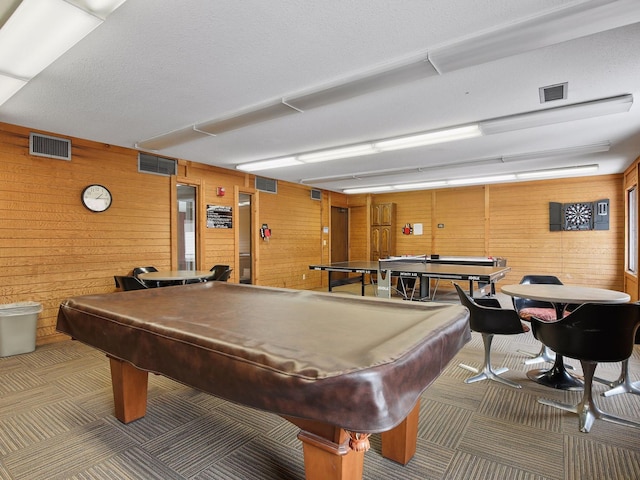 7520 Cahill Rd Unit 222A, Edina, MN 55439 - playroom with wood walls, pool table, and carpet