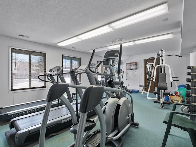 7520 Cahill Rd Unit 222A, Edina, MN 55439 - exercise room featuring a textured ceiling