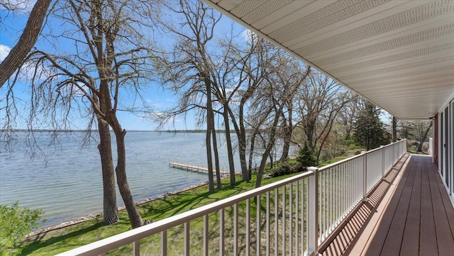 deck with a water view