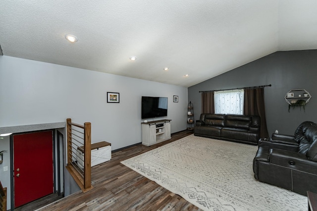 192 Harrison Ave SE, Racine, MN 55967 - living room with wood finished floors, vaulted ceiling, recessed lighting, and baseboards