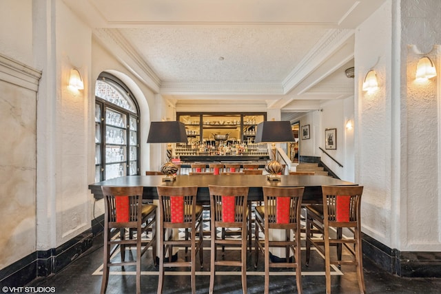 79 Western Ave N Unit 206, Saint Paul, MN 55102 - indoor dry bar with crown molding and a textured wall