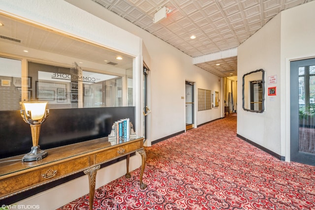 79 Western Ave N Unit 206, Saint Paul, MN 55102 - hallway featuring carpet floors, baseboards, an ornate ceiling, and recessed lighting