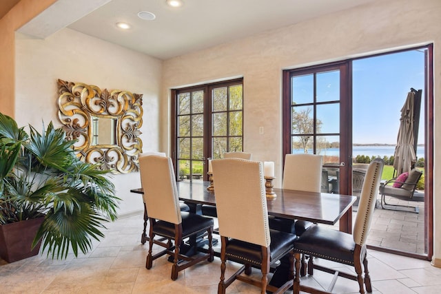 1860 Shoreline Dr, Orono, MN 55391 - dining space featuring recessed lighting and a water view