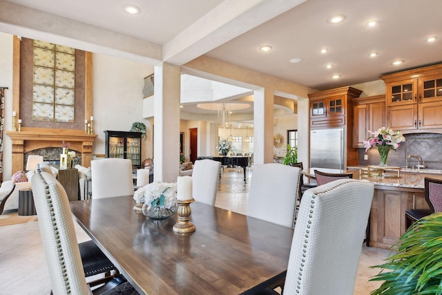 1860 Shoreline Dr, Orono, MN 55391 - dining room featuring recessed lighting and light tile patterned floors