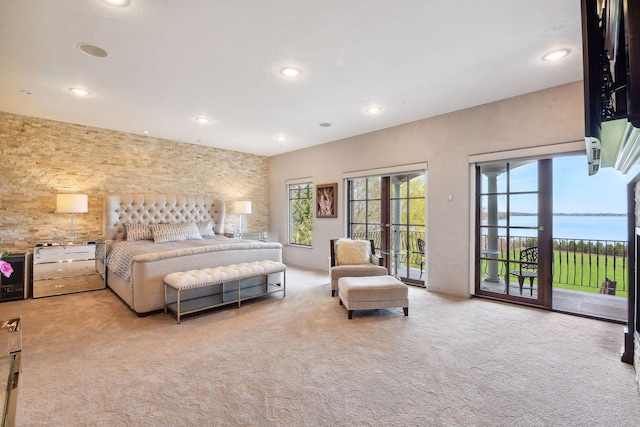 1860 Shoreline Dr, Orono, MN 55391 - bedroom with carpet, access to outside, and recessed lighting