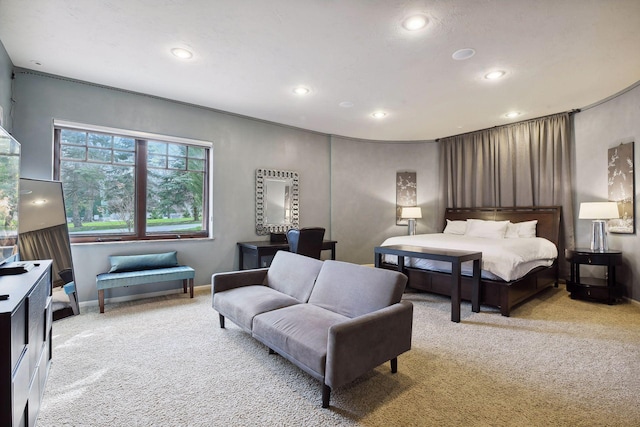 1860 Shoreline Dr, Orono, MN 55391 - bedroom with light colored carpet, recessed lighting, and baseboards