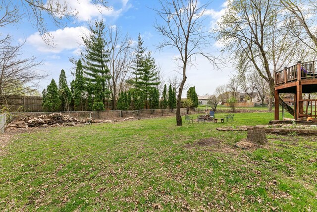 view of yard with a deck