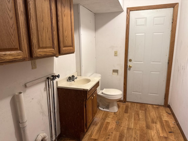 2526 Garnet Ave, Slayton, MN 56172 - bathroom featuring toilet, vanity, and wood finished floors
