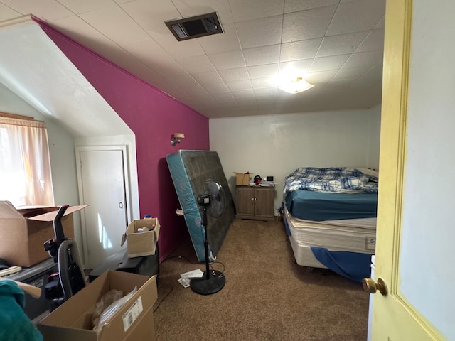 2526 Garnet Ave, Slayton, MN 56172 - bedroom featuring lofted ceiling, carpet flooring, and visible vents