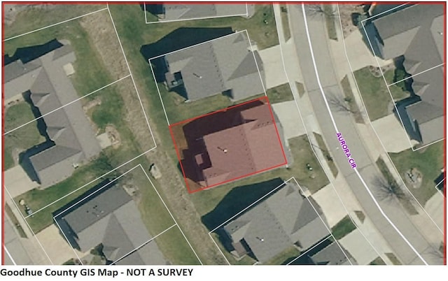 983 Aurora Cir, Red Wing, MN 55066 - aerial map of property and surrounding area with property boundaries highlighted