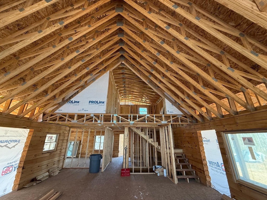 view of unfinished attic