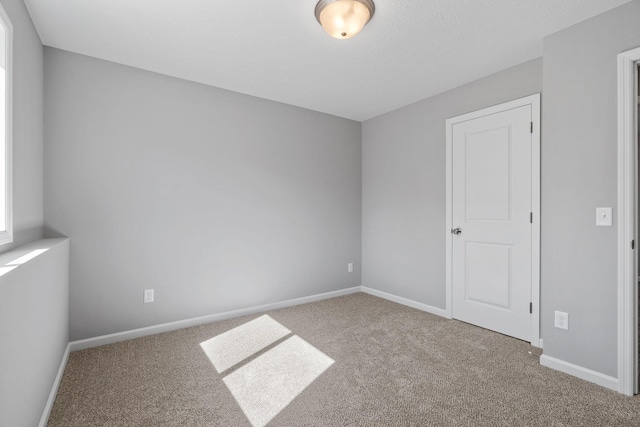 spare room featuring baseboards and carpet floors