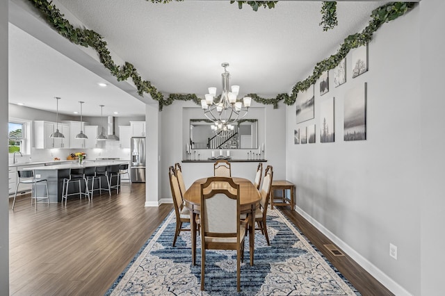 825 Spancil Hill Vw, Woodbury, MN 55129 - dining space featuring a chandelier, dark wood-style floors, baseboards, and recessed lighting