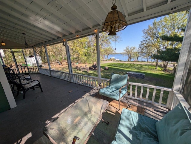 5253 Bald Eagle Blvd, White Bear Twp, MN 55110 - deck with a water view and a yard