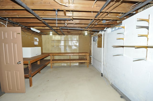view of unfinished basement