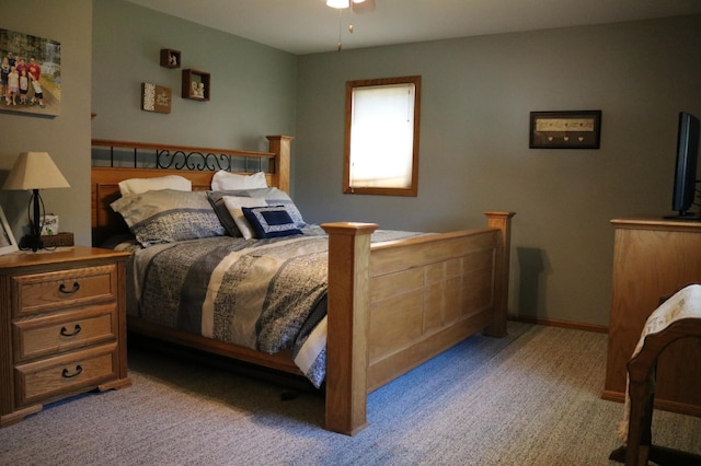 bedroom with light carpet